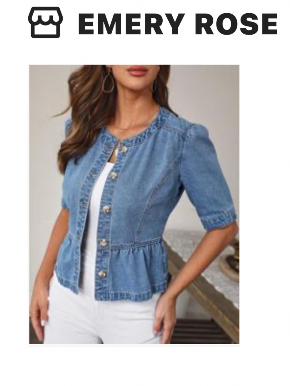 Emery Rose Puff Jean Jacket